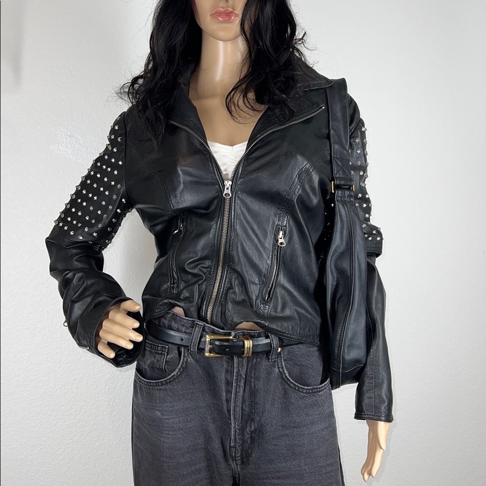 SW3  Bespoke Studded Black Genuine Leather Jacket